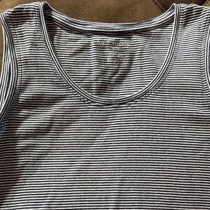 Chico’s Size 1 100% cotton navy and white striped scoop neck tank